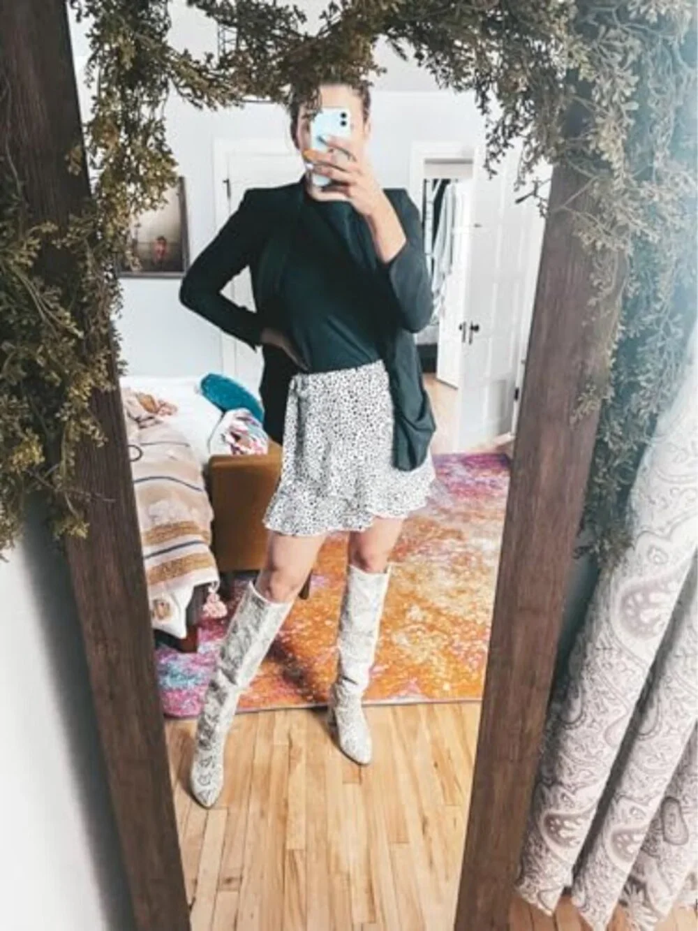 Women's Floral Wrap Mini Skirt High Waist Ruffle Hem Polyester Summer